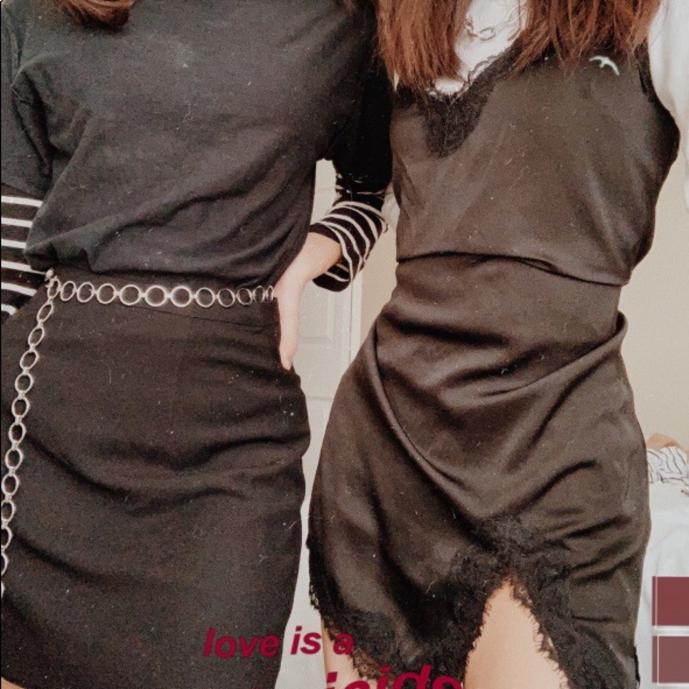 URBAN OUTFITTERS black satin slip dress